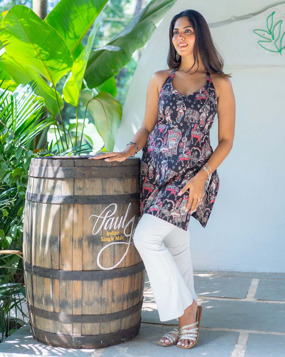 Black Halter Neck Kurti Short