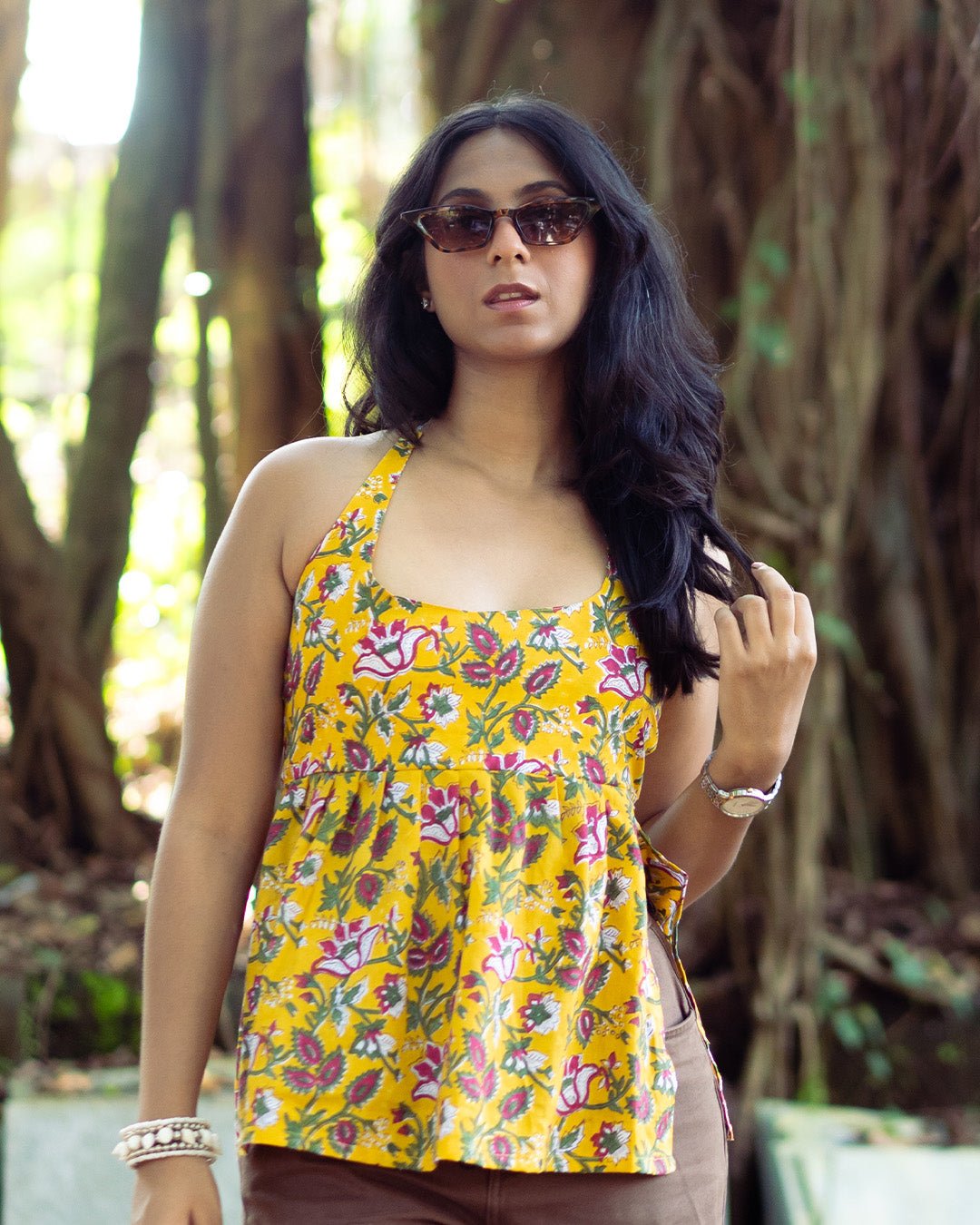 Halter Neck Tie Top Poshakh fabrics