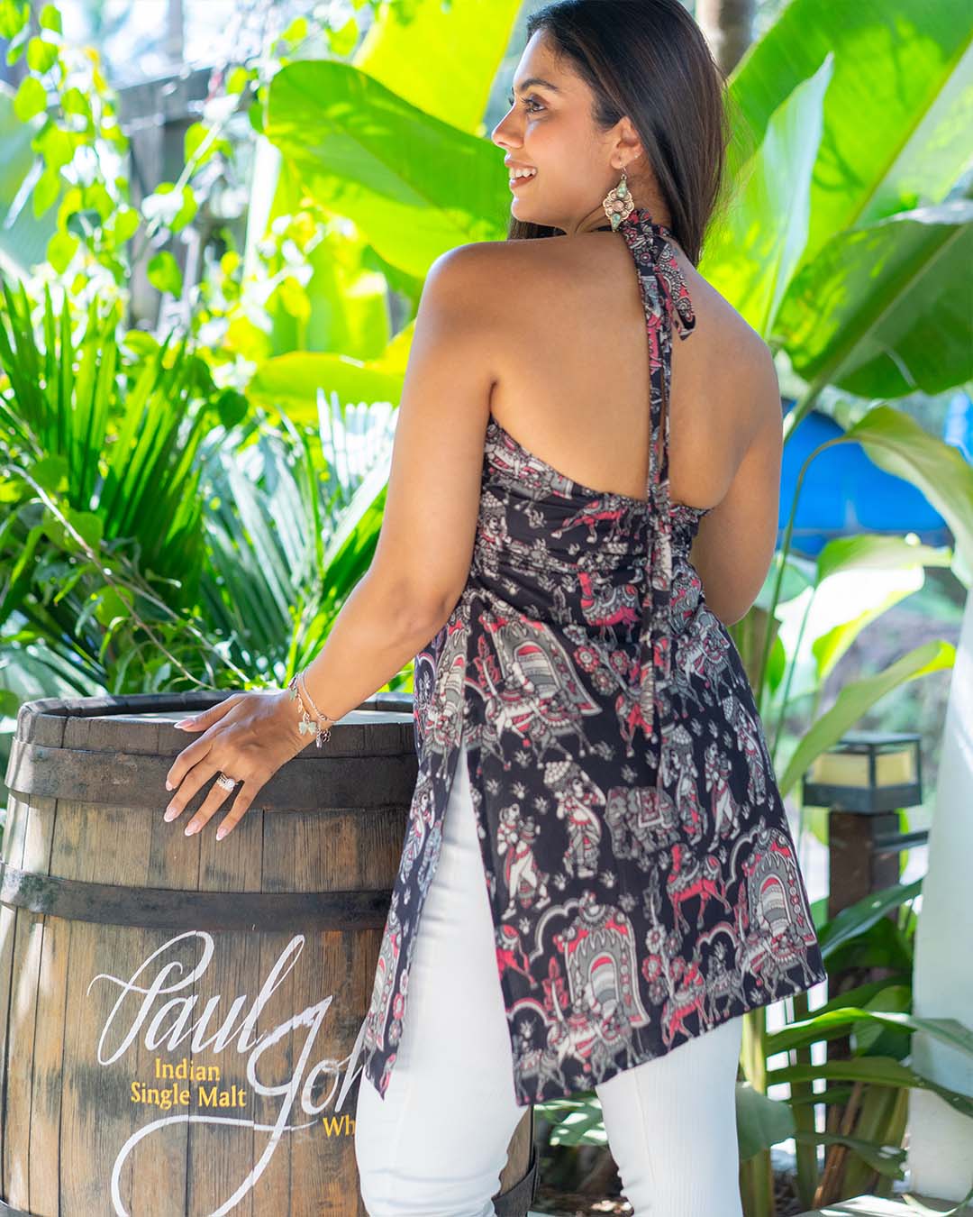 Black Halter Neck Kurti Short