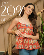 The Rust Cotton Spaghetti Top - Indo Western