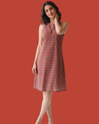 The Poshakh Terracotta Collar-Halter Dress