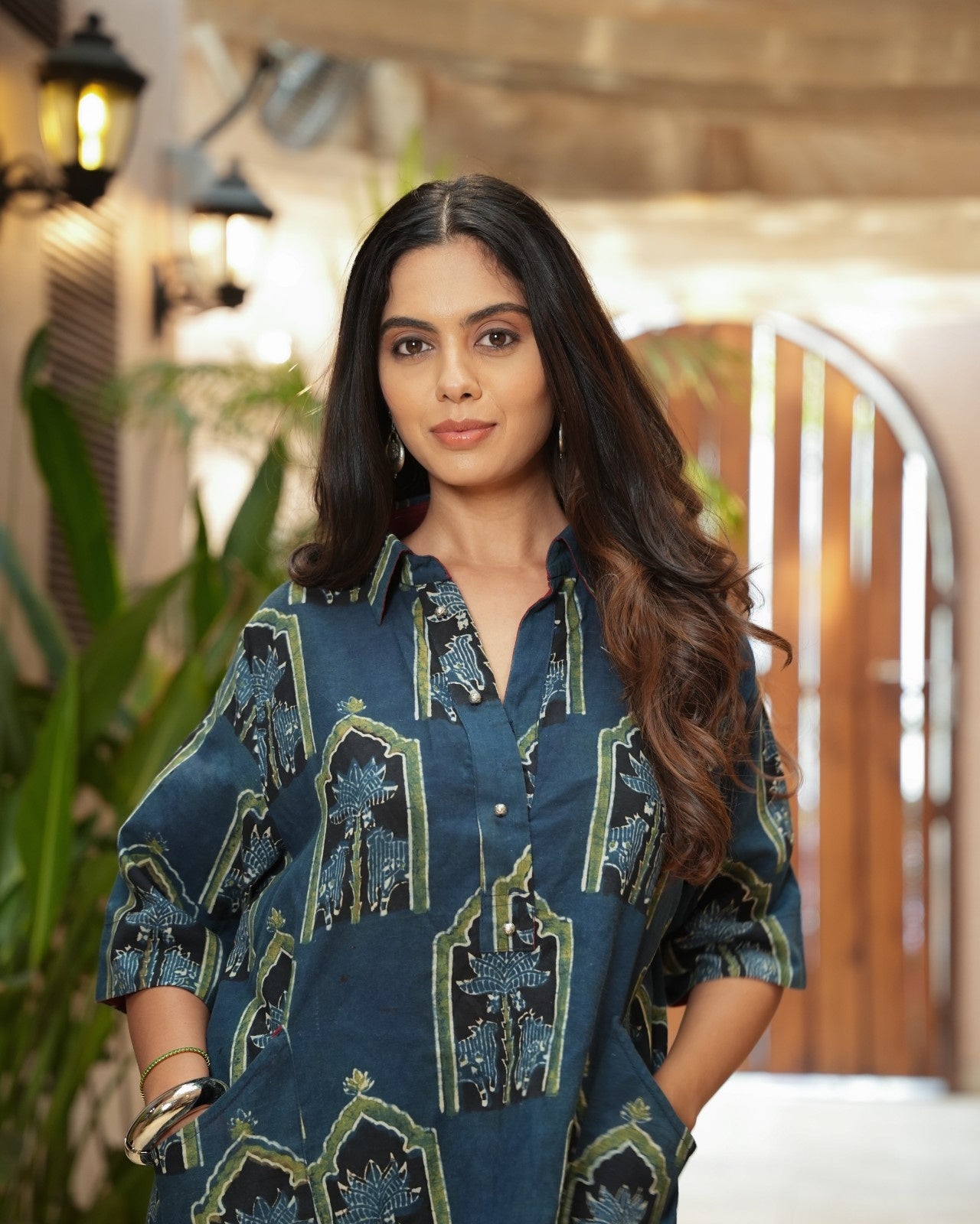 The Poshakh Indigo Jharokha Shirt Dress