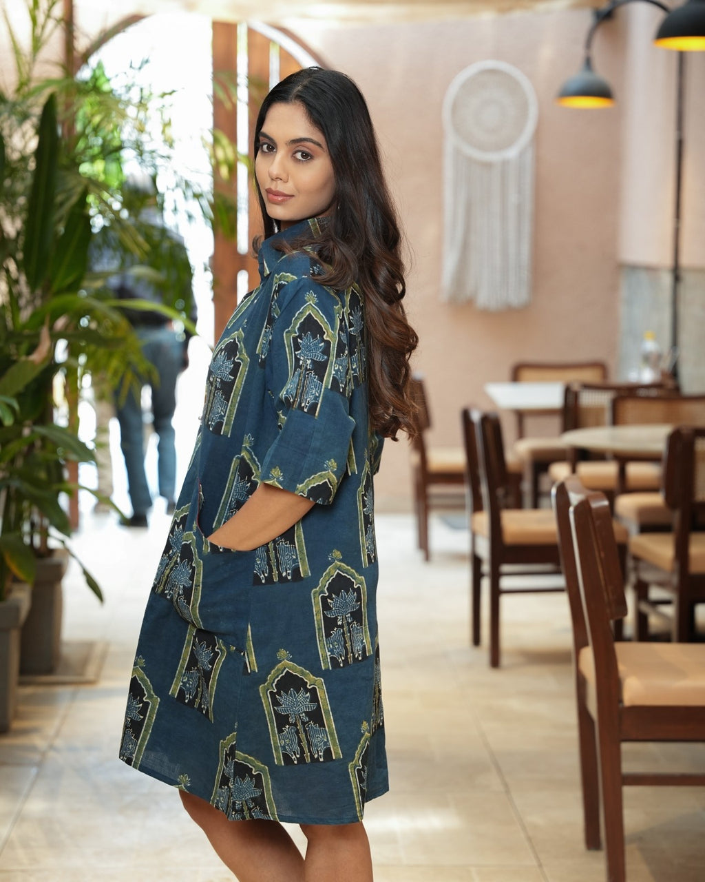 The Poshakh Indigo Jharokha Shirt Dress