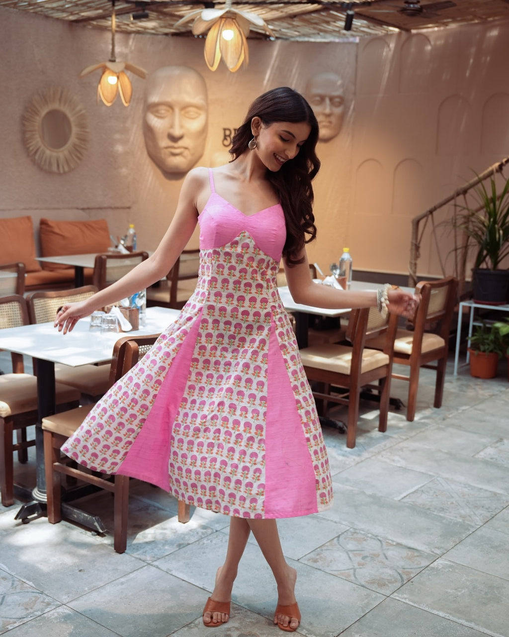 The Poshakh Pink Petal Archive Midi Dress