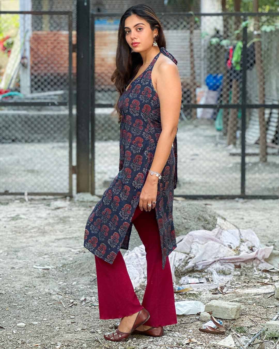 Halter Neck Kurti Indigo