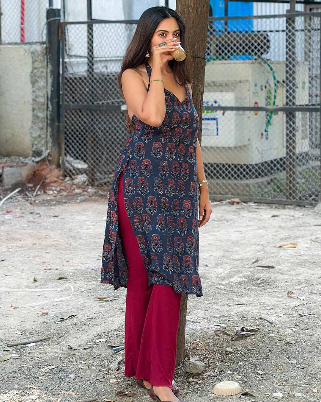 Halter Neck Kurti Indigo