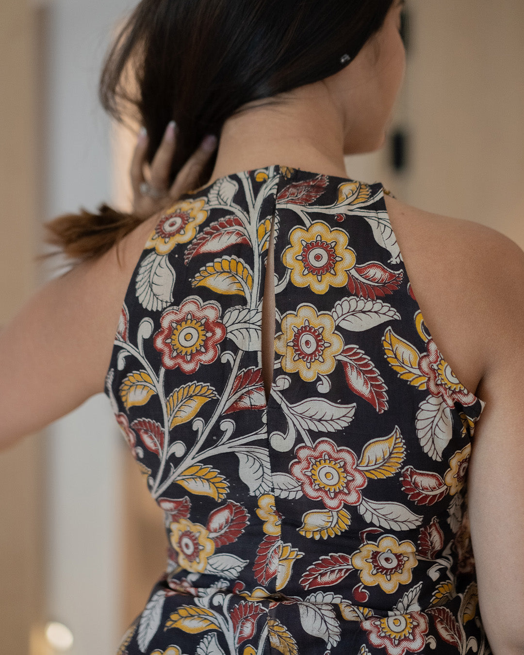 Halter Neck Racerback Dress with Pockets Poshakh fabrics