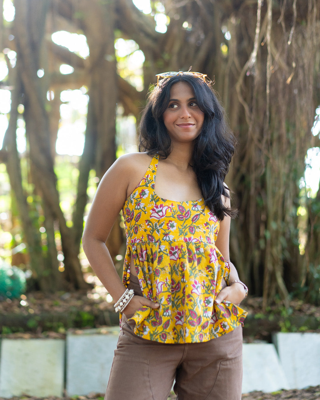 Halter Neck Tie Top Poshakh fabrics