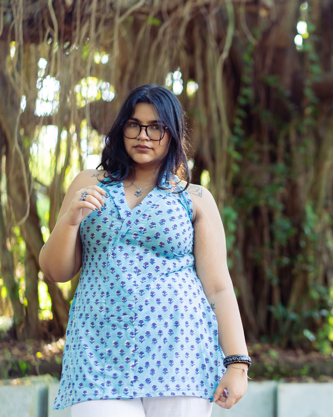 High Neck Sleeveless Kurti