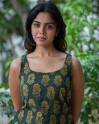 The Mirae Classic Kurti Green Ajrakh