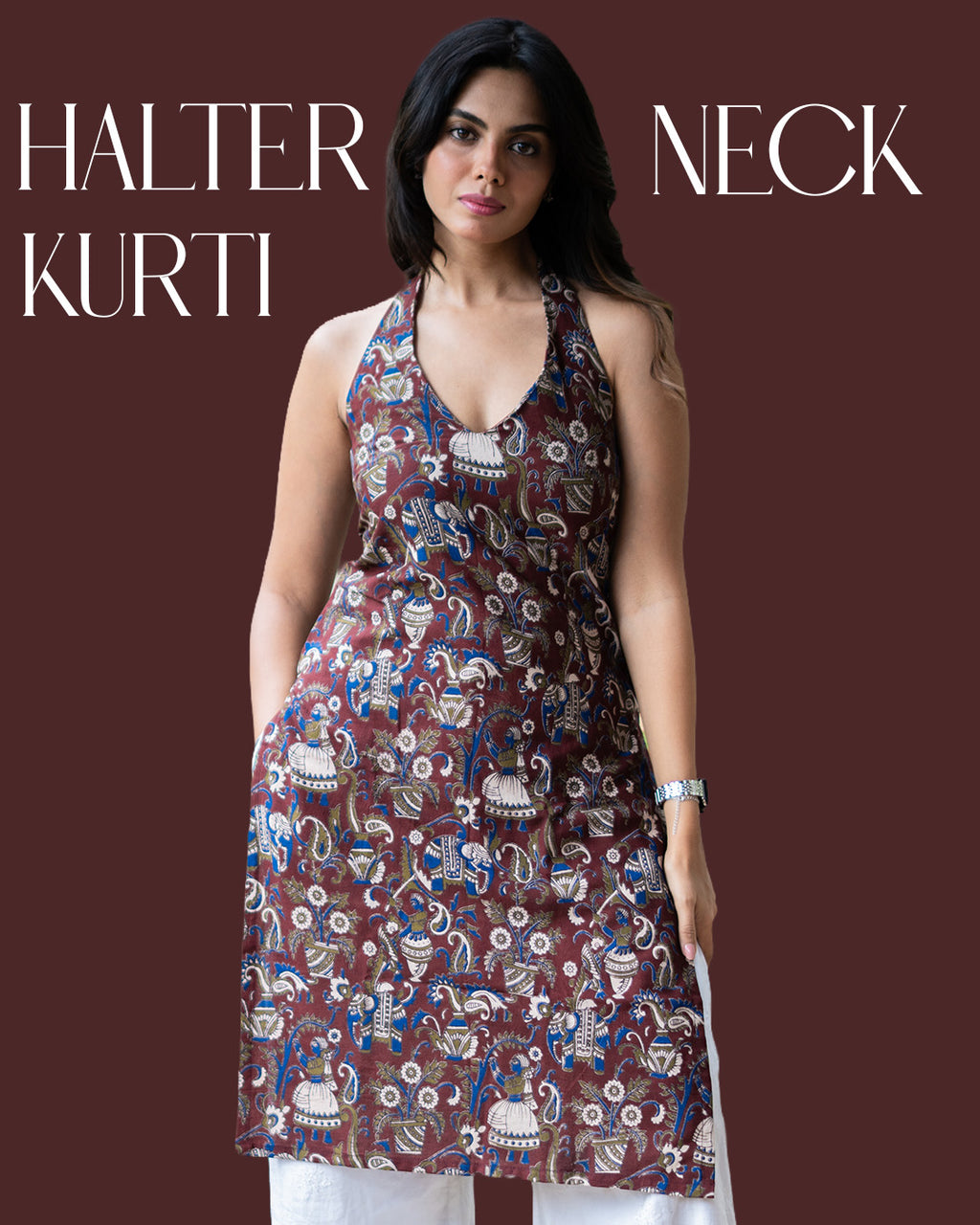 Halter Neck Kurti - Kalamkari