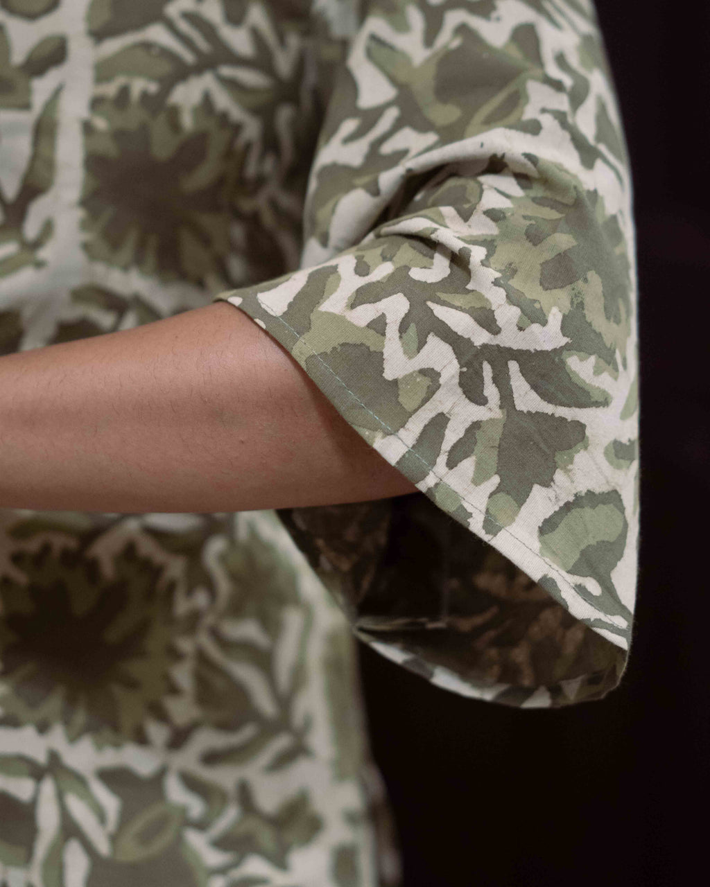 Olive Green Cotton Keyhole Tie-Up Short Kurti