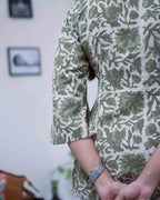 Olive Green Cotton Keyhole Tie-Up Short Kurti