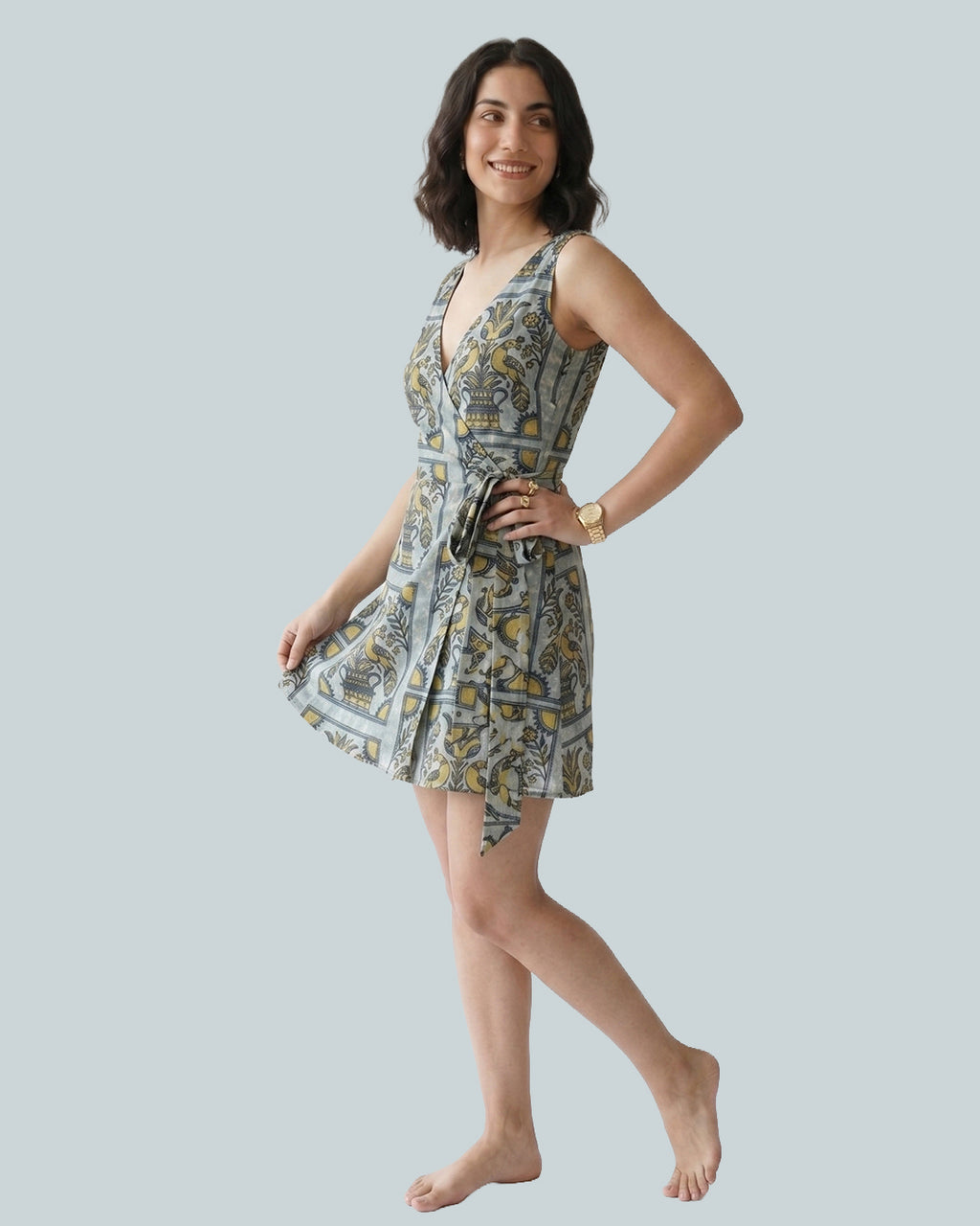The Poshakh Peacock Pichwai Wrap Around Dress