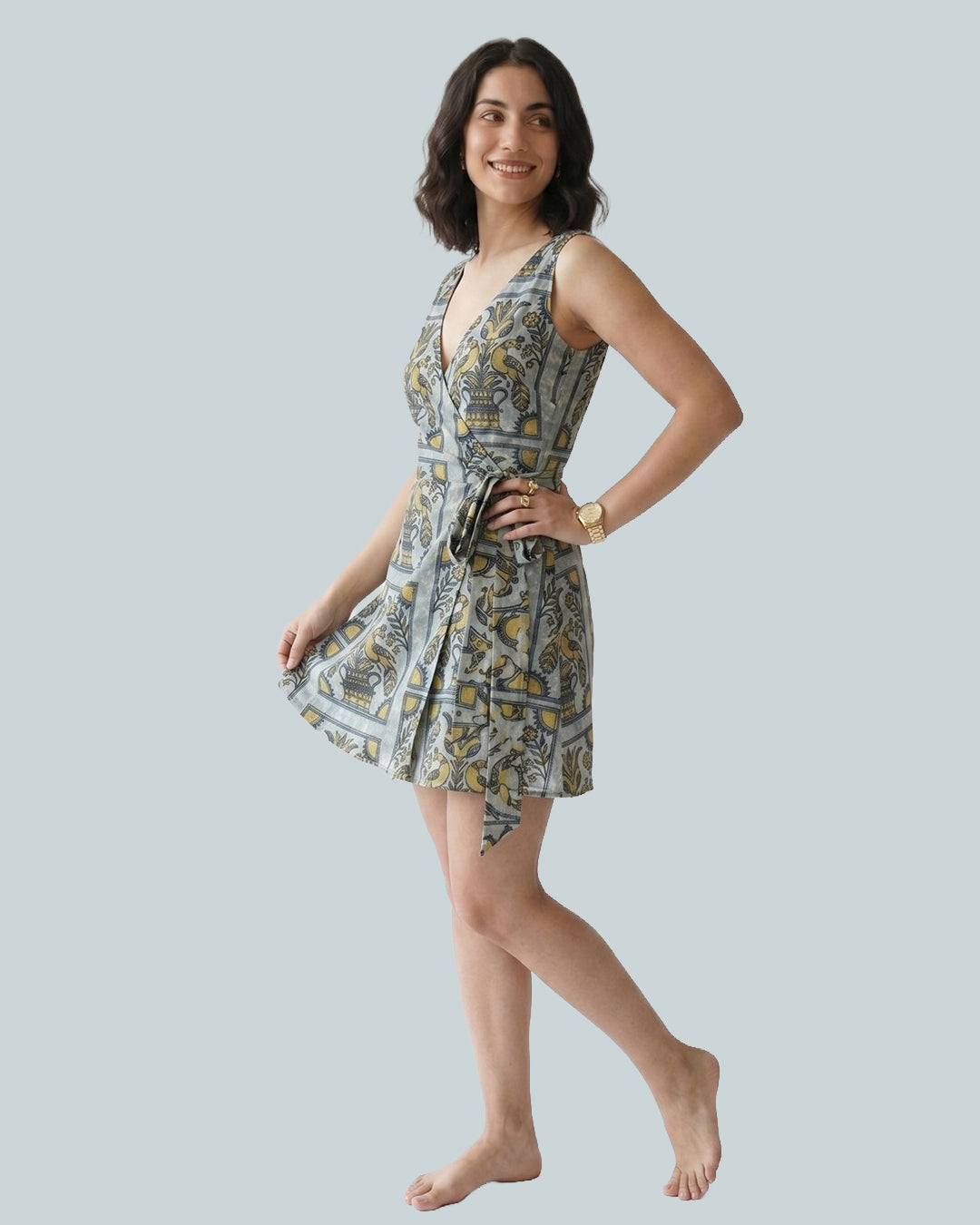 The Poshakh Peacock Pichwai Wrap Around Dress