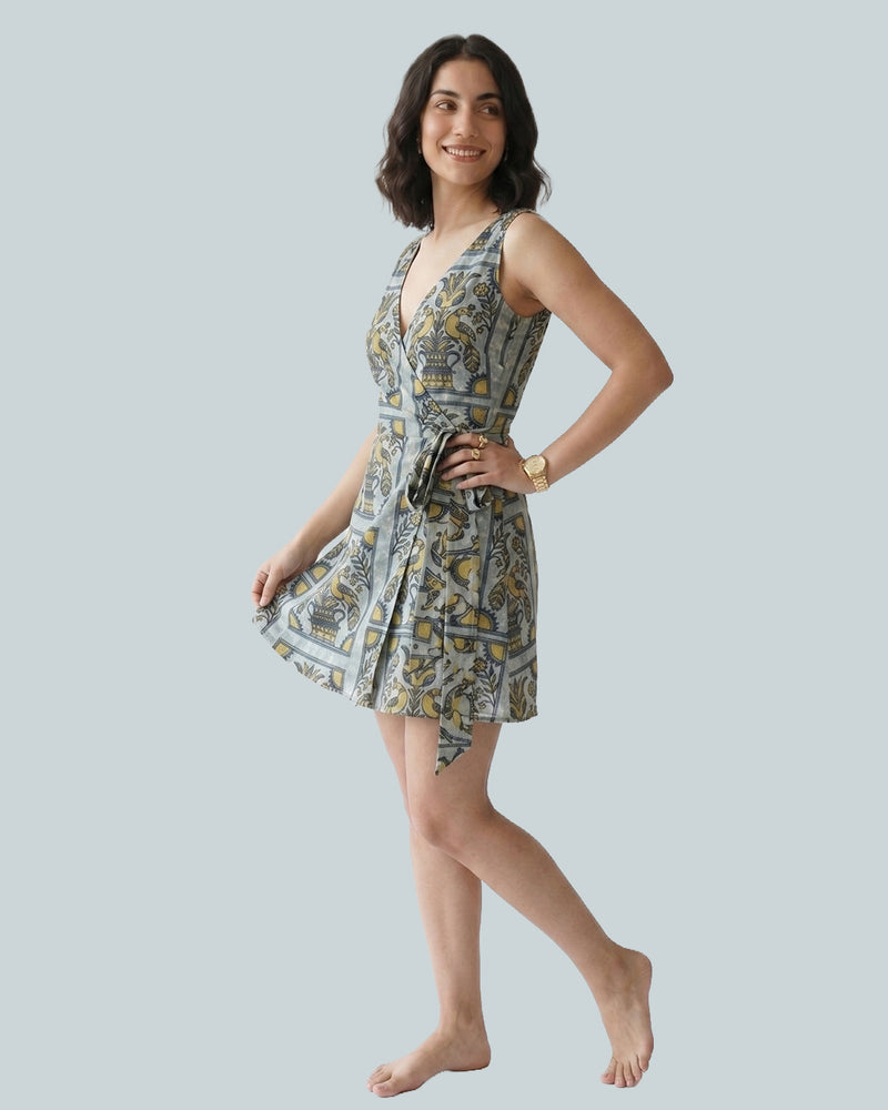 Peacock Pichwai Wrap Around Dress