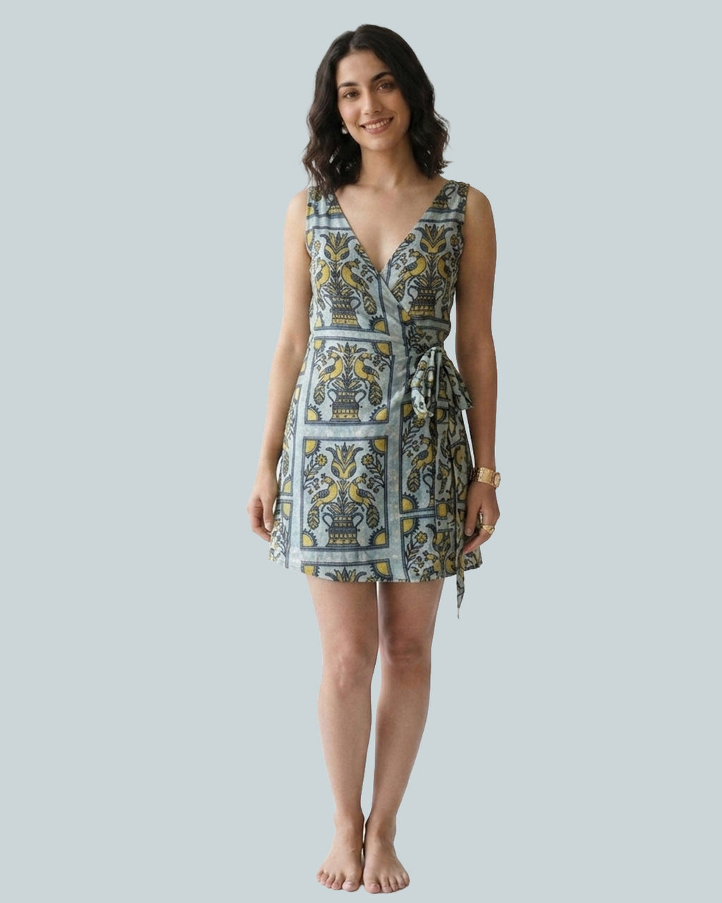 The Poshakh Peacock Pichwai Wrap Around Dress