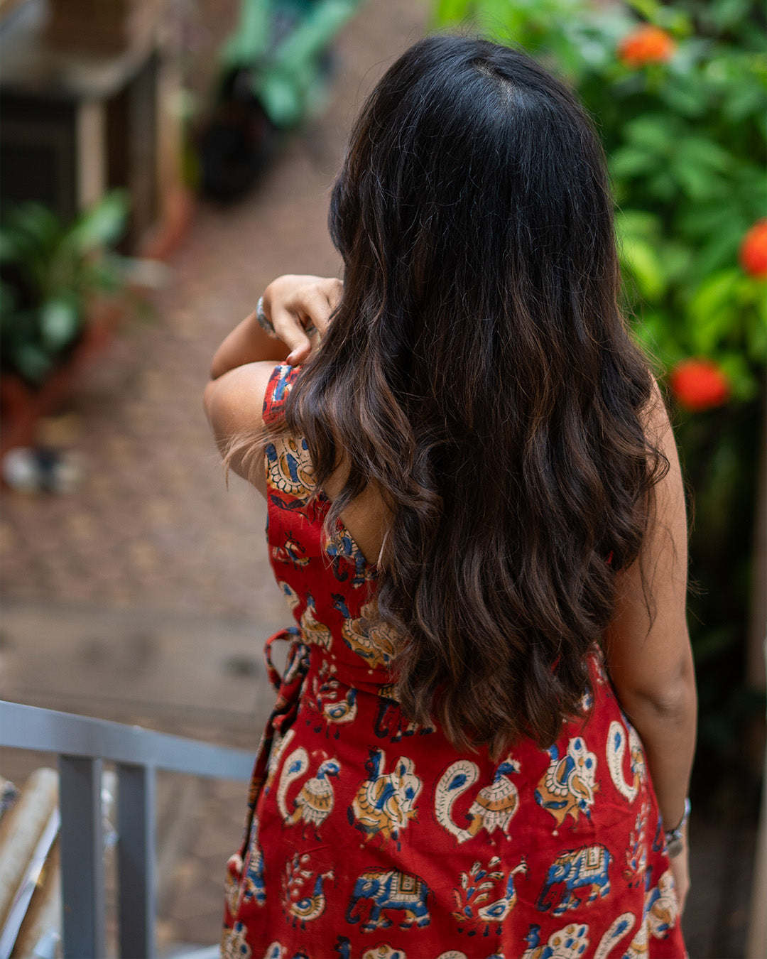 Wrap Around Kurti Dress - Peacock Elephant Pichwai