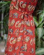 Wrap Around Kurti Dress - Peacock Elephant Pichwai