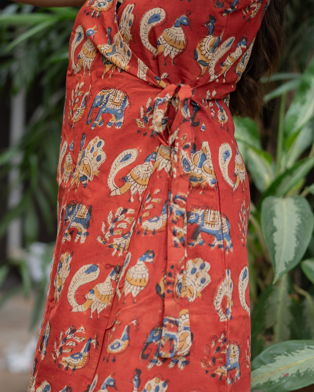 Wrap Around Kurti Dress - Peacock Elephant Pichwai