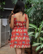 Wrap Around Kurti Dress - Peacock Elephant Pichwai
