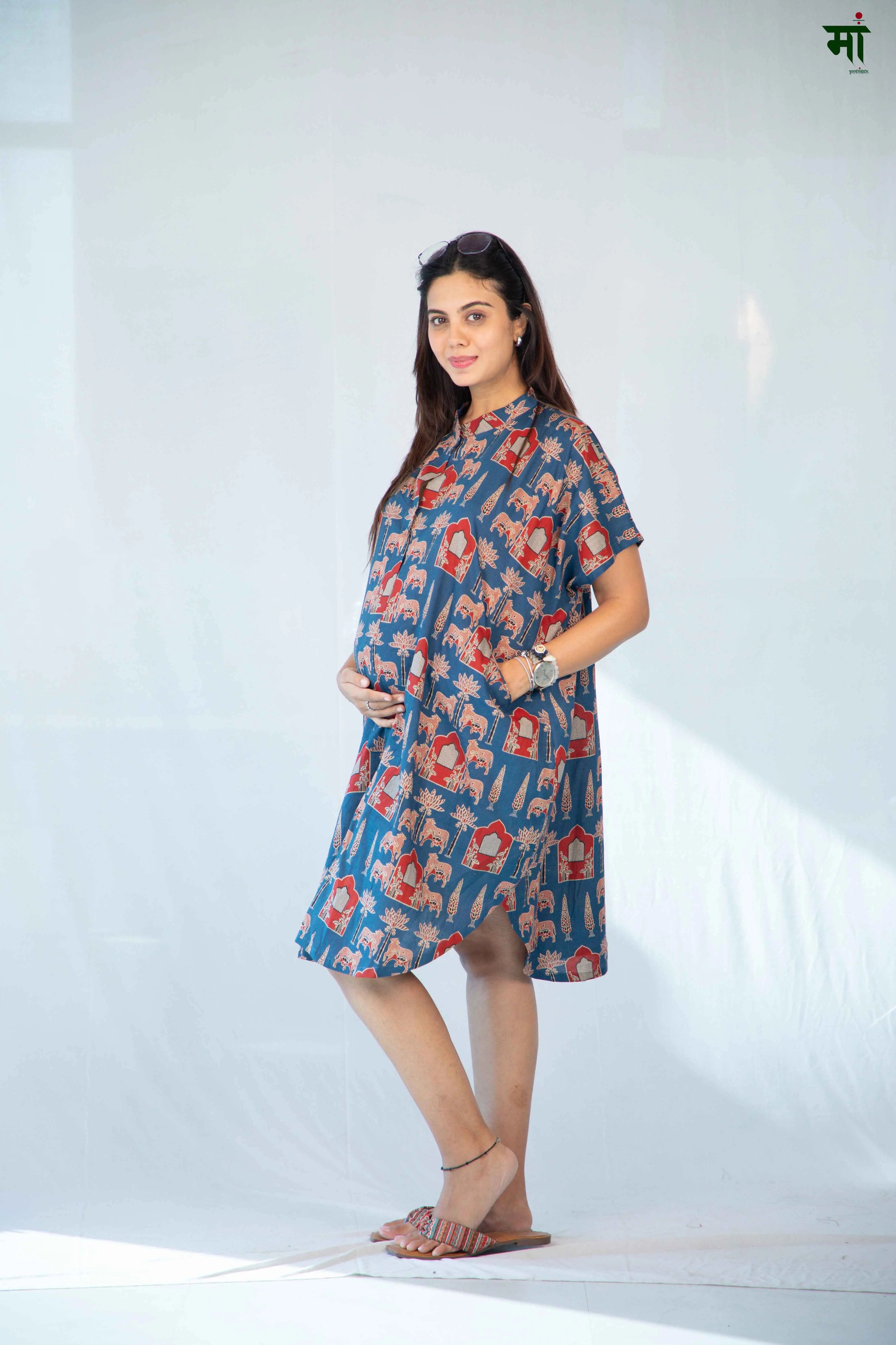 Mughal Block Print Maternity Kaftan My Store