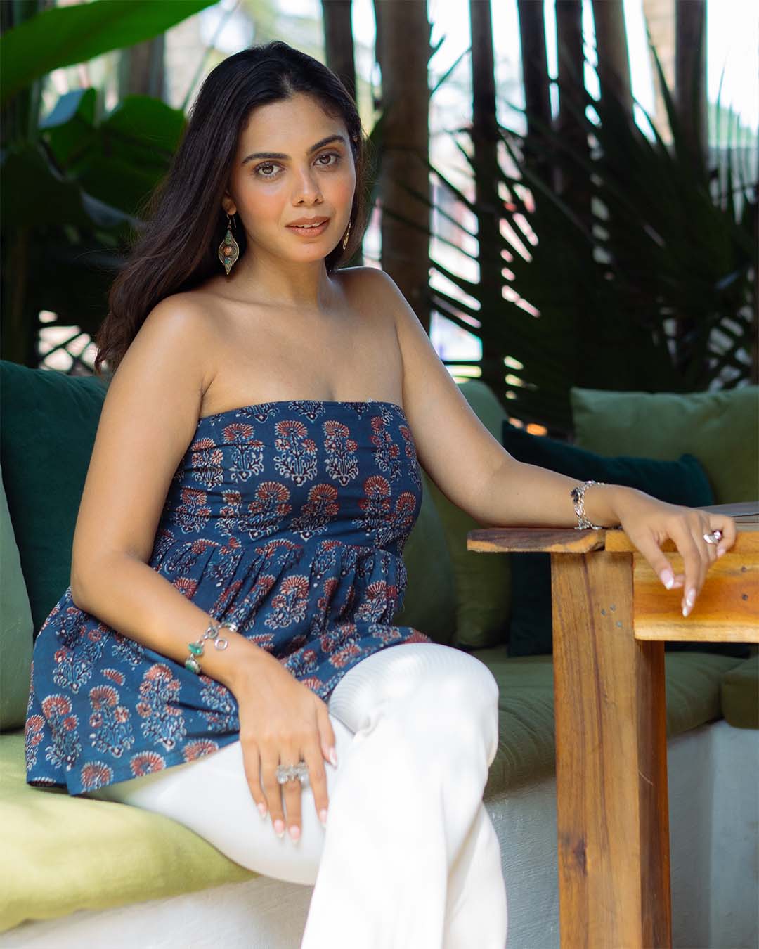 Midnight Floral Indigo Tube Top