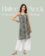 Halter Neck Kurti Peacock Pichwai