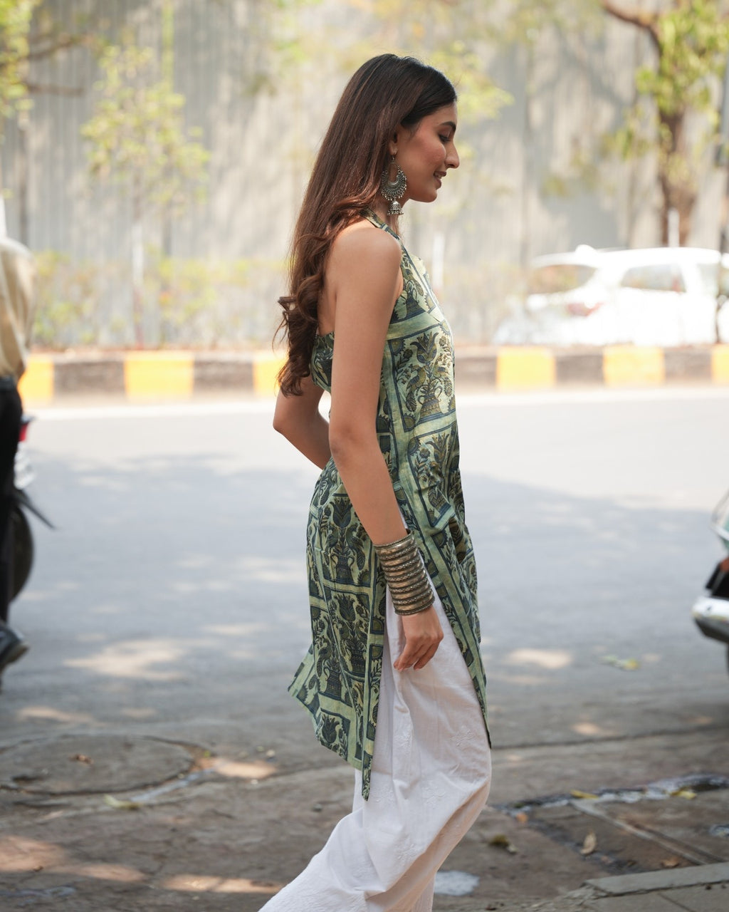Halter Neck Kurti Peacock Pichwai