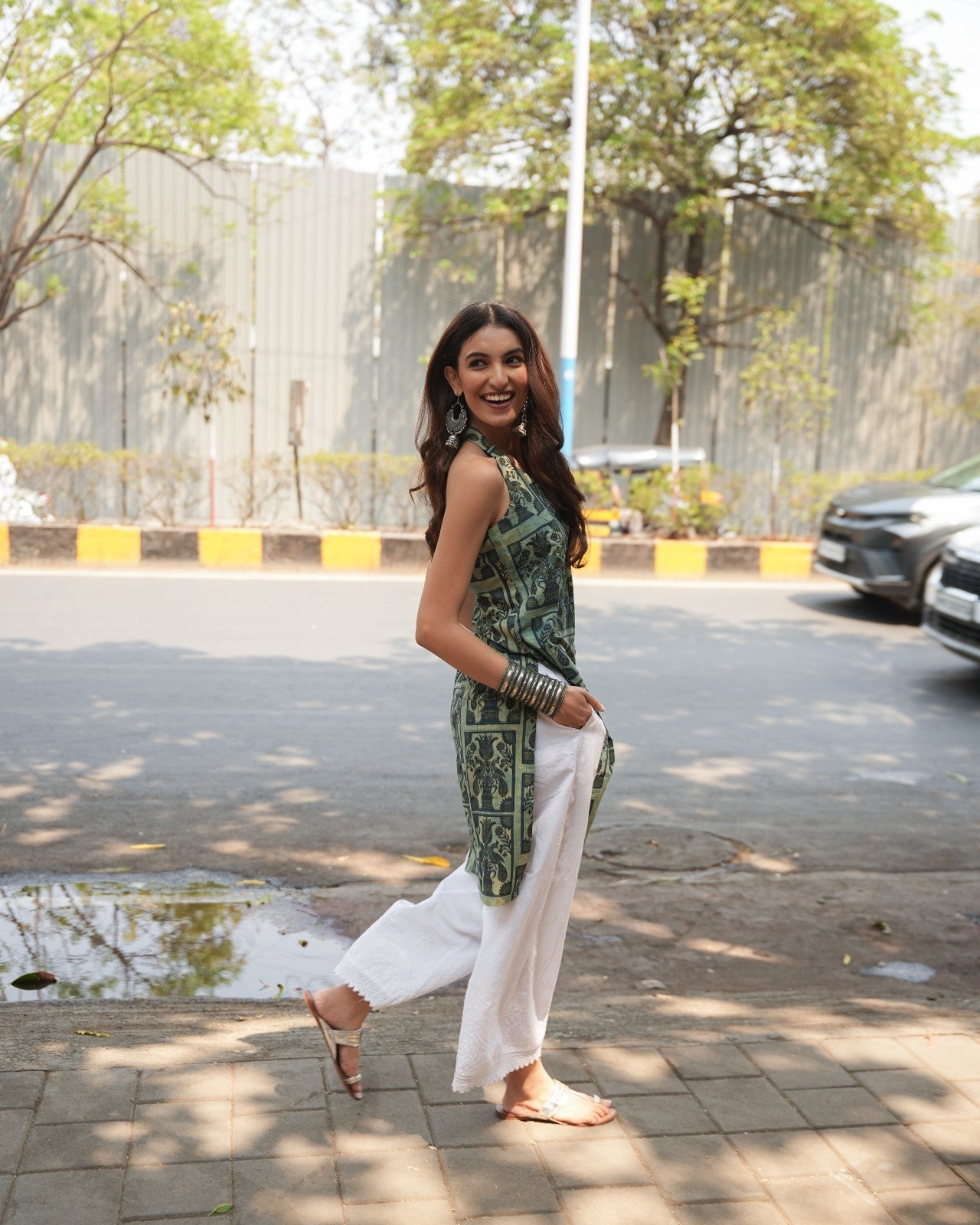 Halter Neck Kurti Peacock Pichwai