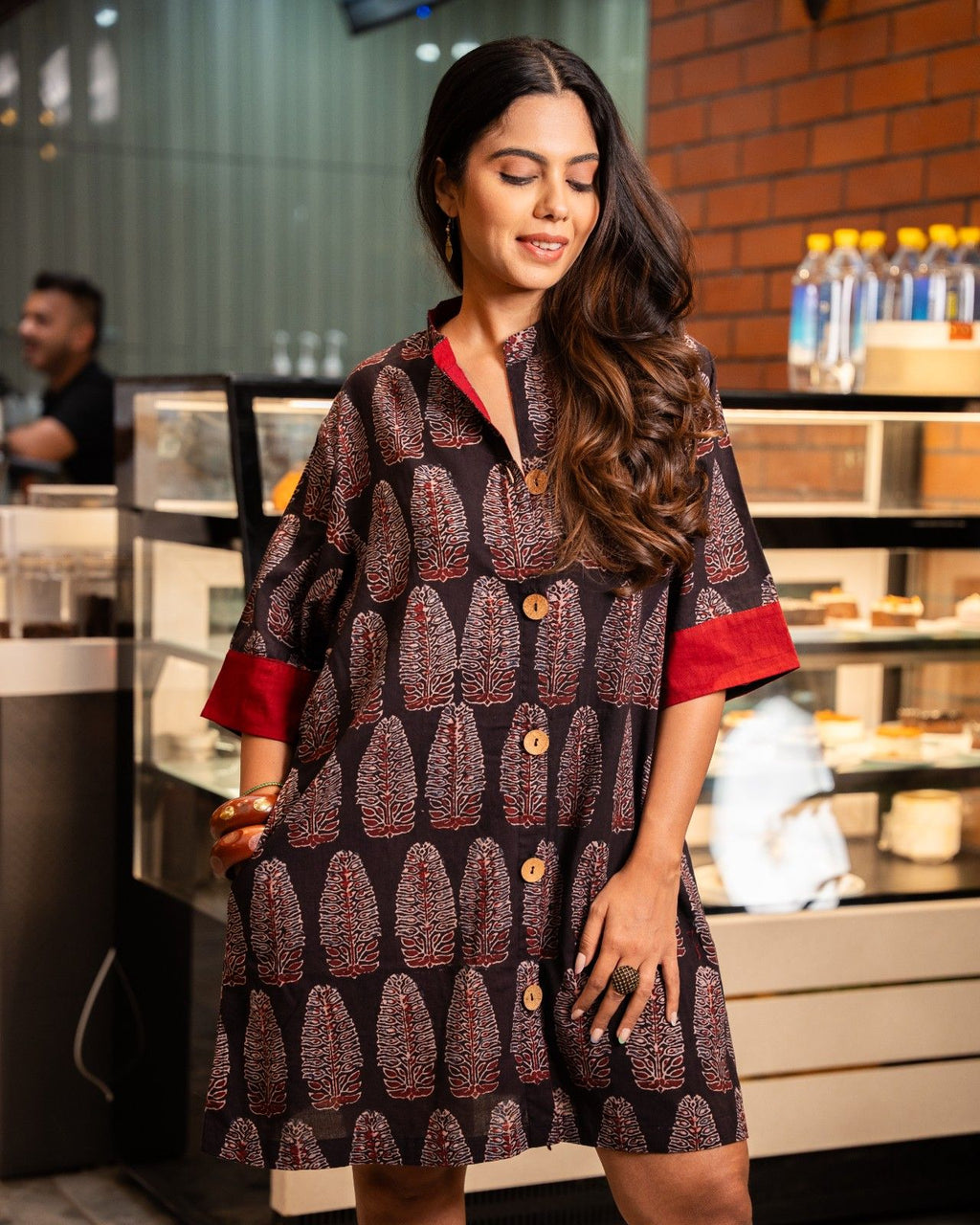 The Poshakh Midnight Tree of Life Shirt Dress.