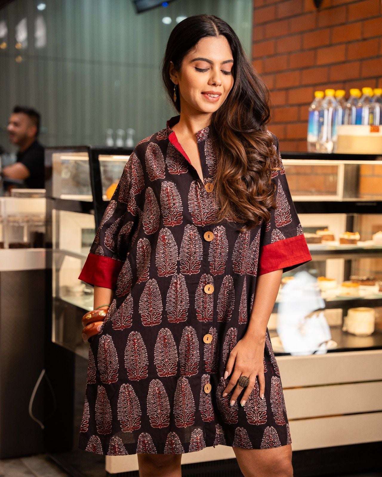 The Poshakh Midnight Tree of Life Shirt Dress.