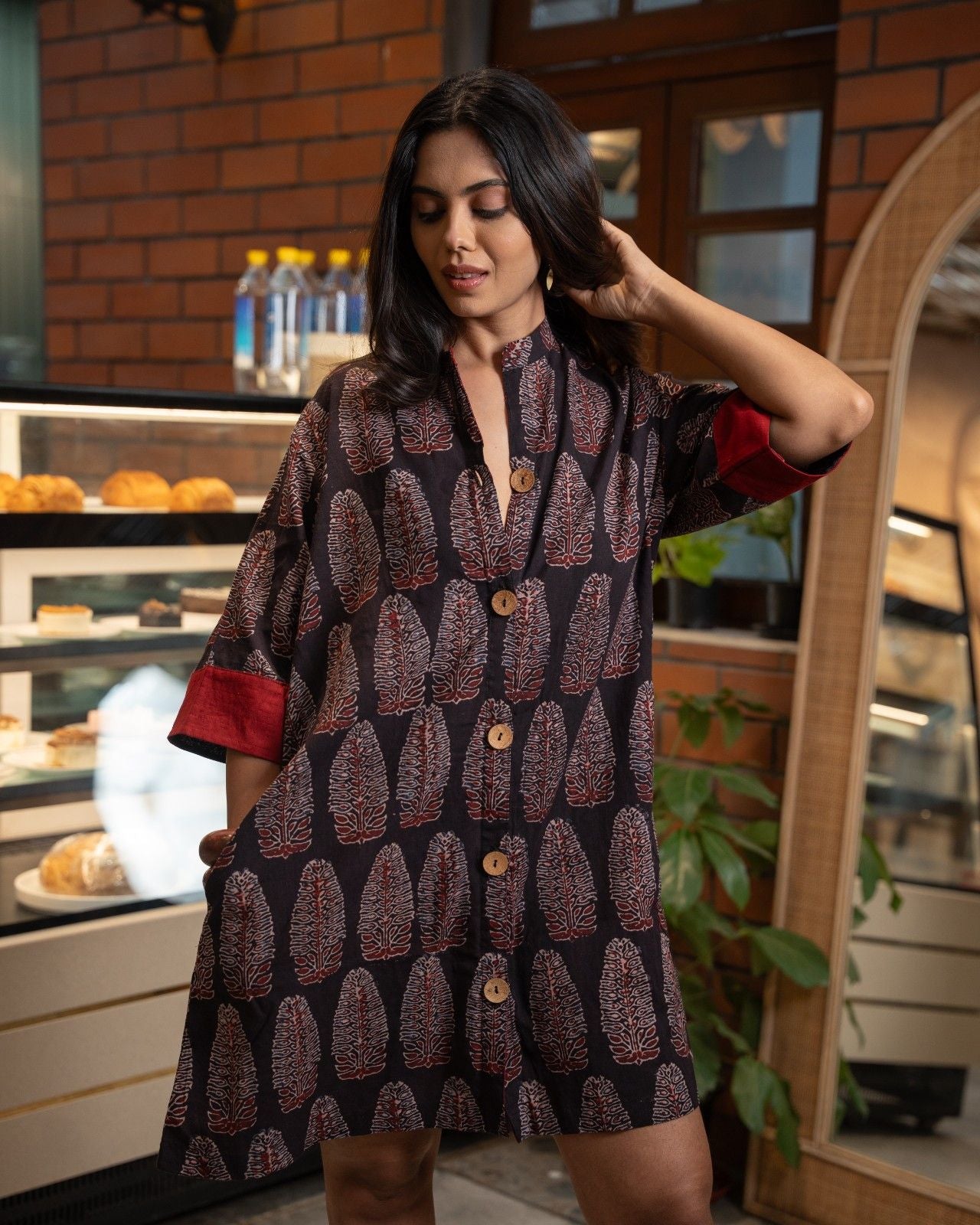 The Poshakh Midnight Tree of Life Shirt Dress.
