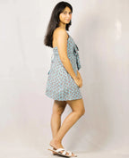 PoshakhAquaPaisleyMiniDress