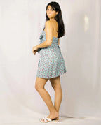 PoshakhAquaPaisleyMiniDress