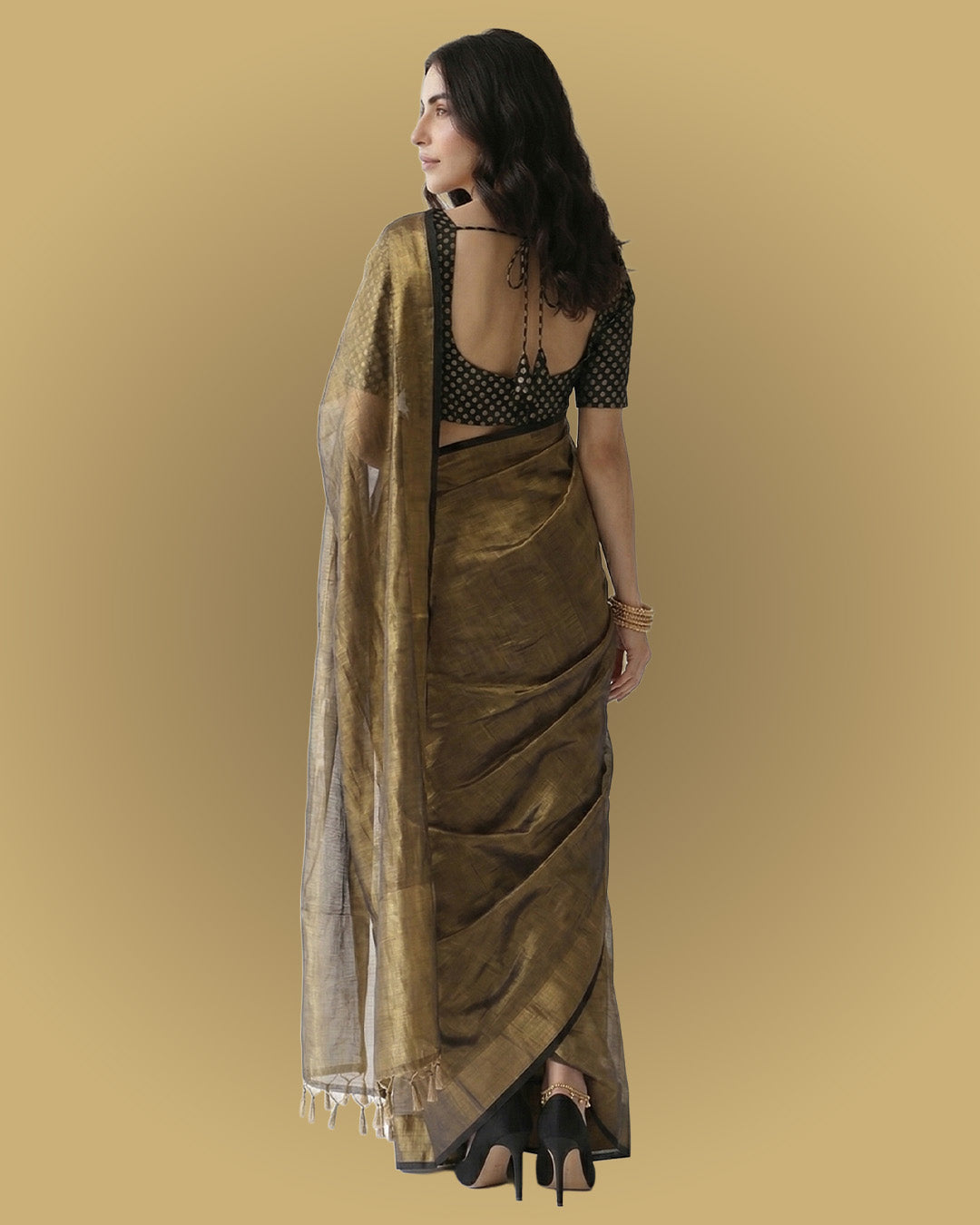 Molten Gold Tissue Saree