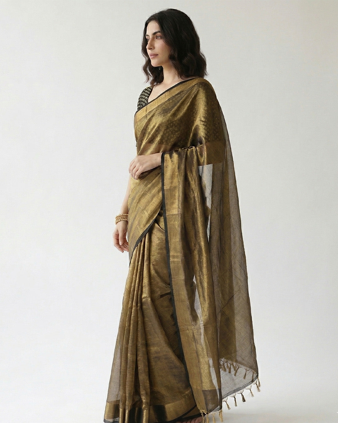 Molten Gold Tissue Saree