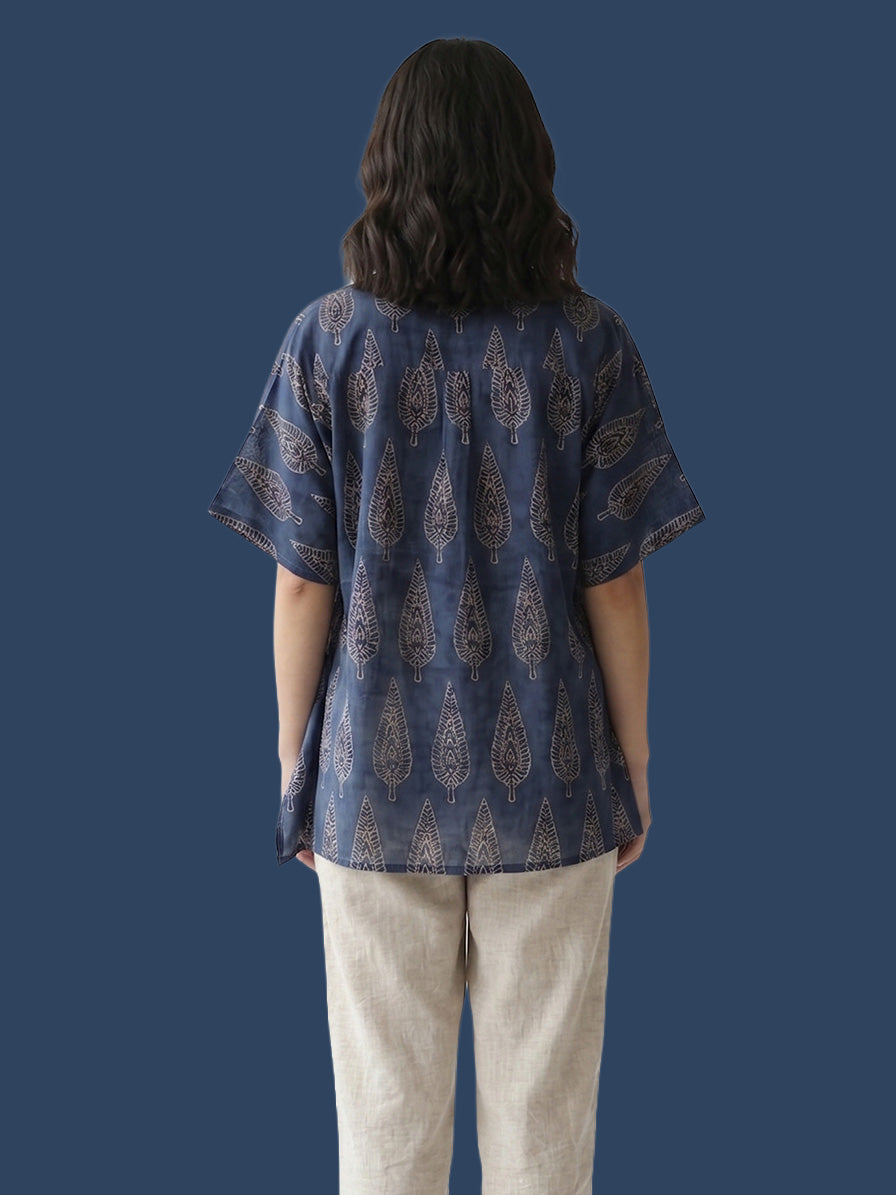 Indigo-Leaf Modal Shirt Kaftan
