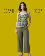 Sage Green Pichwai Cotton Cami Top - Contrast Piping Tank Tunic