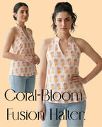 The Poshakh Coral-Bloom Fusion Halter.