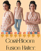 The Poshakh Coral-Bloom Fusion Halter.
