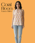 The Poshakh Coral-Bloom Fusion Halter.