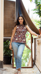 Earthy Kalamkari Halter Top