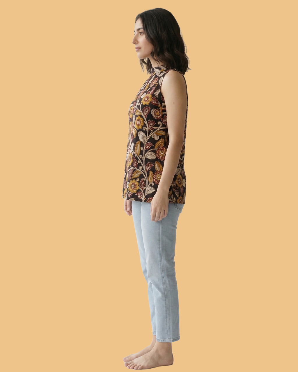 The Poshakh Midnight Marigold Kalamkari Halter