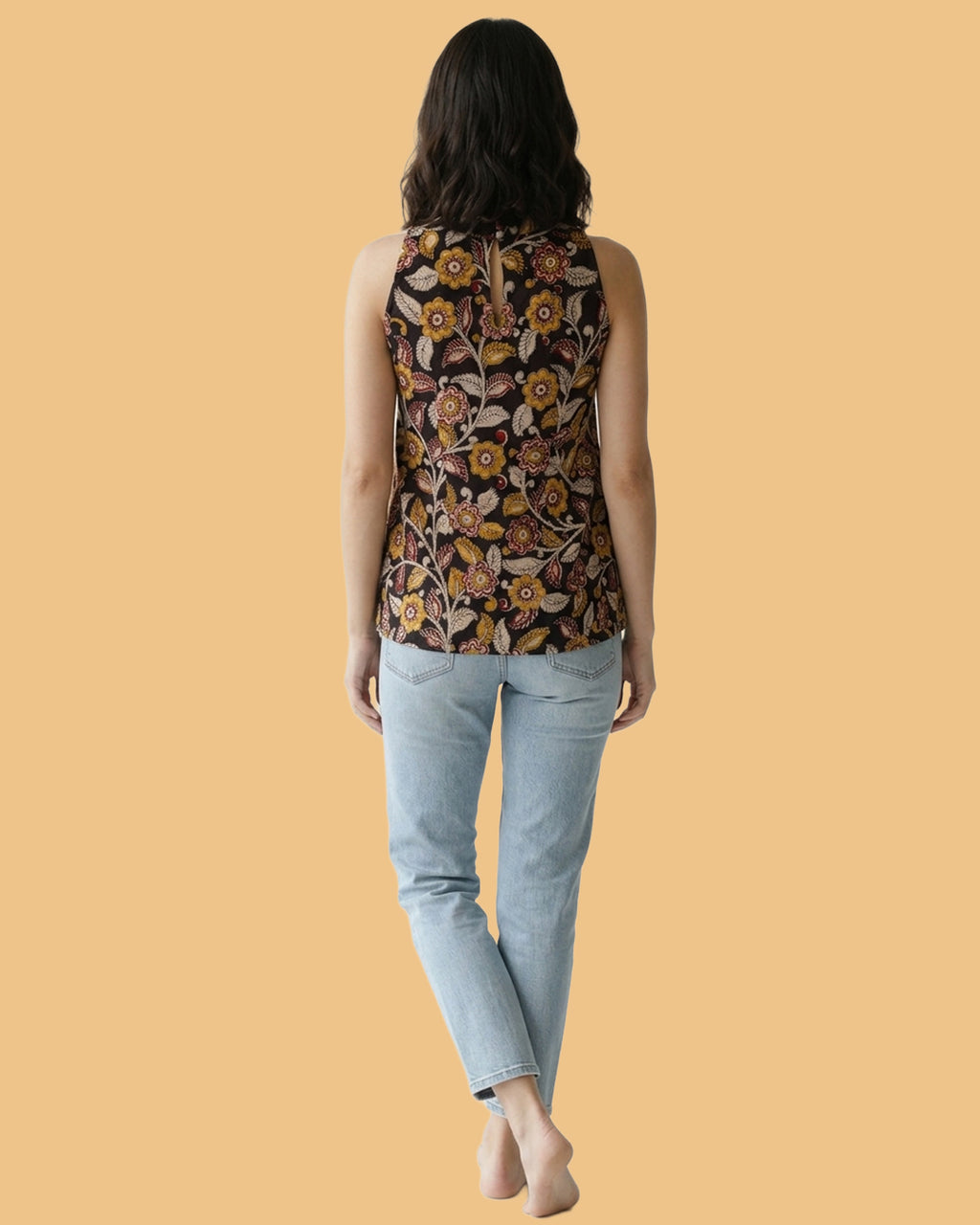 The Poshakh Midnight Marigold Kalamkari Halter