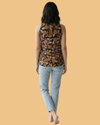 The Poshakh Midnight Marigold Kalamkari Halter