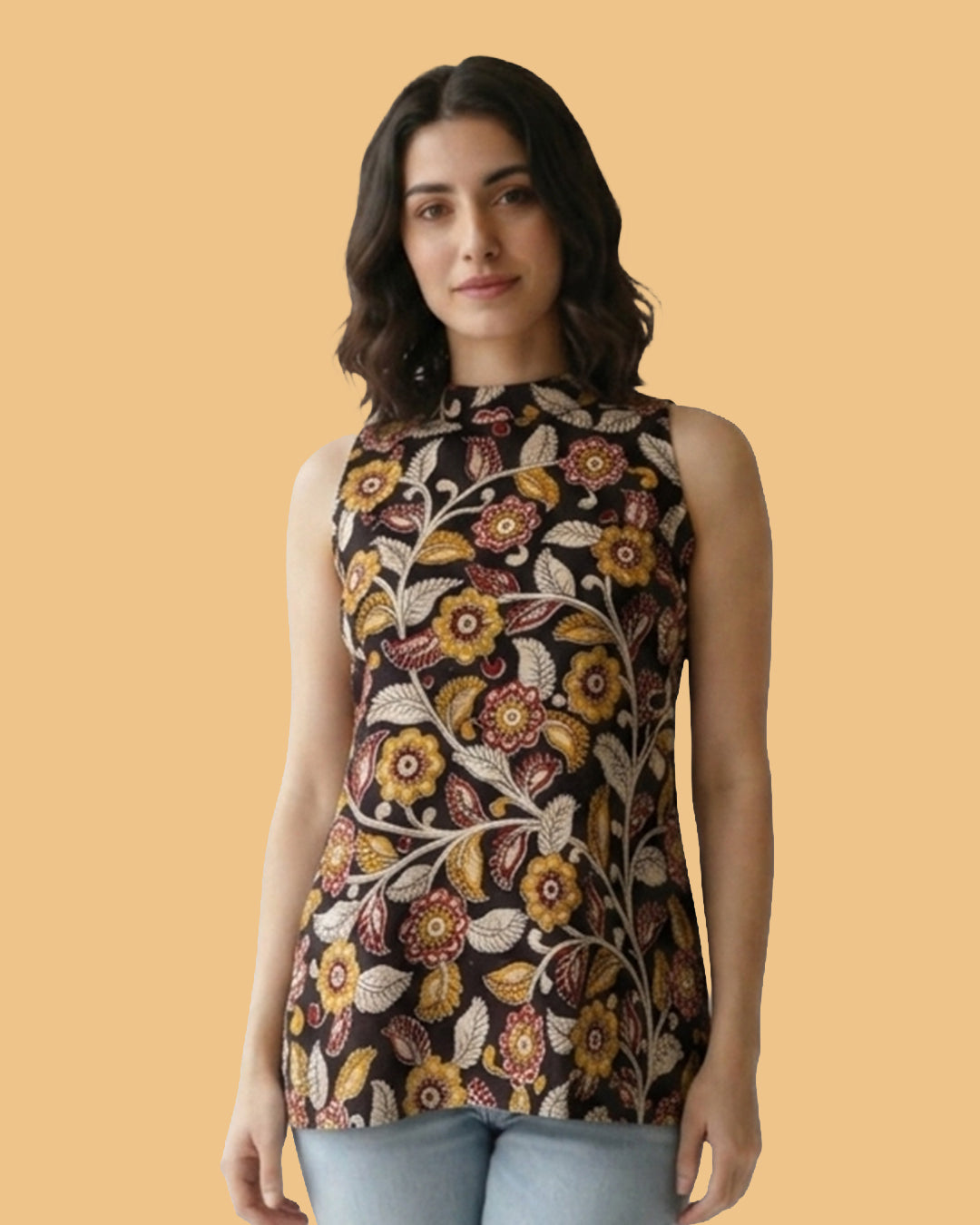 The Poshakh Midnight Marigold Kalamkari Halter