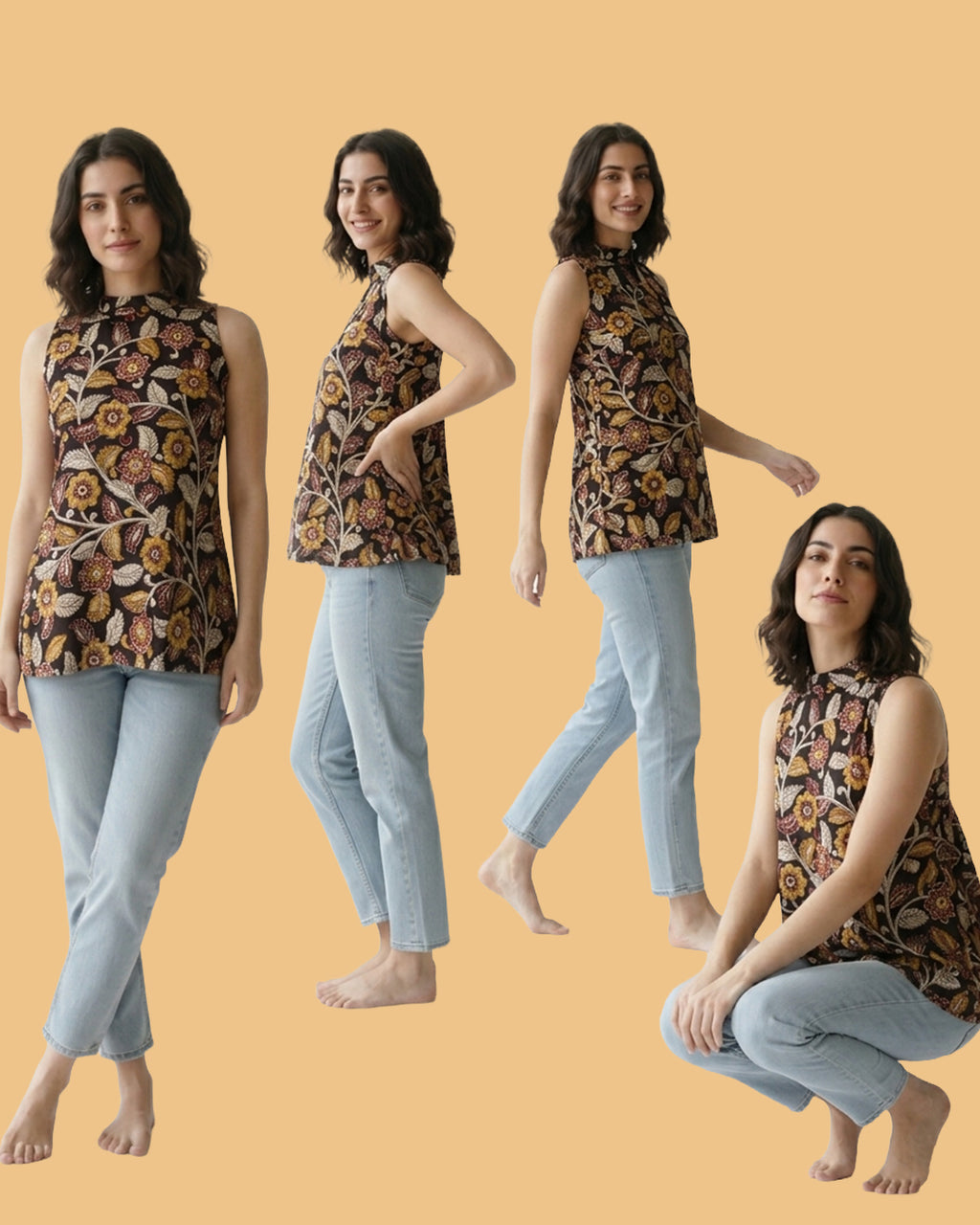 The Poshakh Midnight Marigold Kalamkari Halter