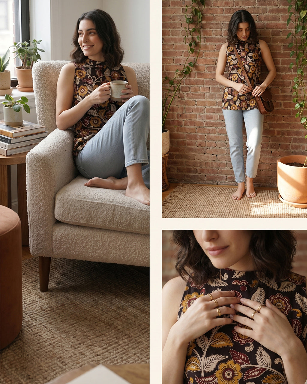 The Poshakh Midnight Marigold Kalamkari Halter