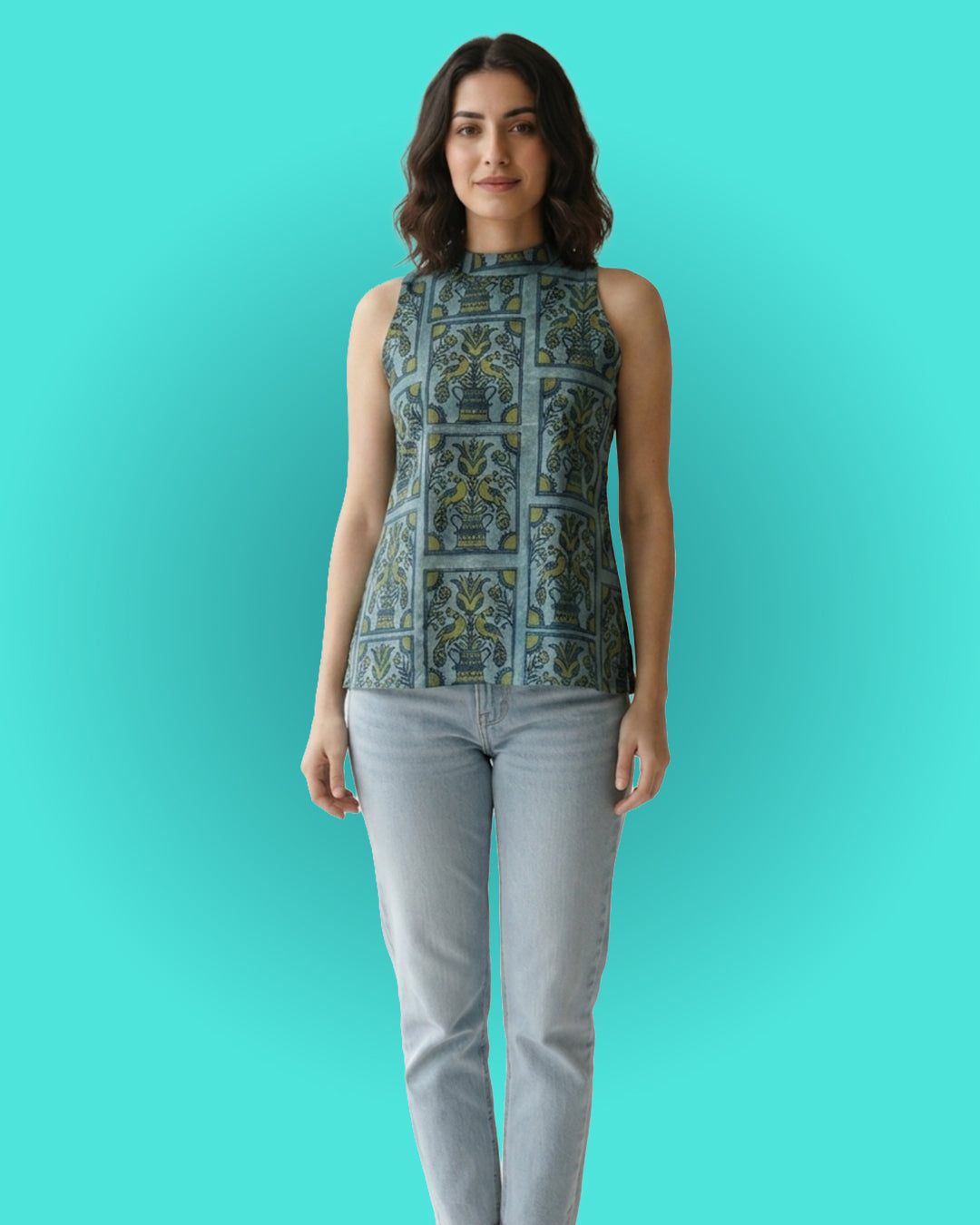 Peacock Pichwai Halter Top